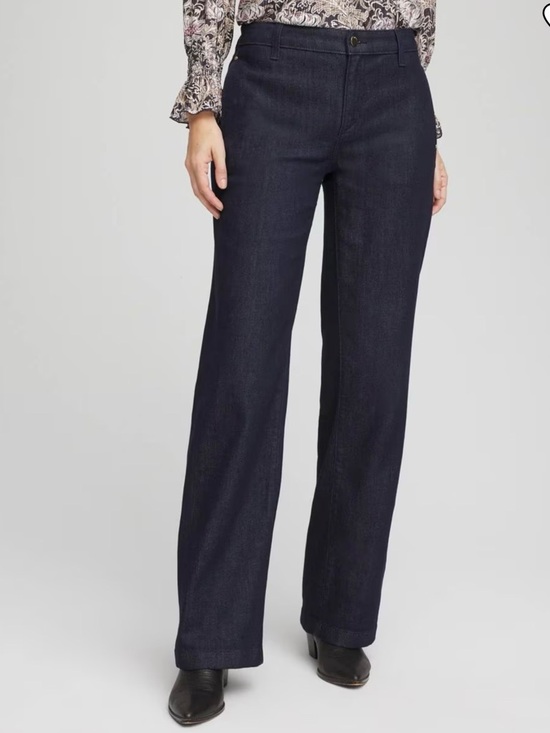 Chico's Denim - Chico's Wide Leg Dark Wash Trouser Jeans Womens Size 12